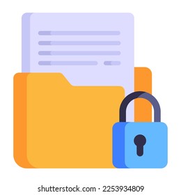 Folder with lock, flat icon of data encryption 