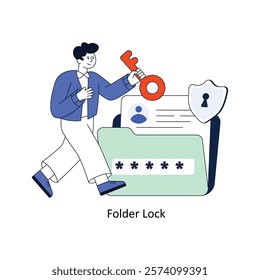 Folder Lock  Flat Style Design Vector illustration. Stock illustration