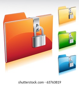 Folder Lock Icon With Color Variations