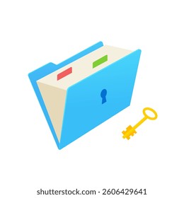 Folder lock icon. Data security and privacy concept. Safe confidential information. Concept for web page. Folder with files protected by password. Concept of Business Security, Data Protection 