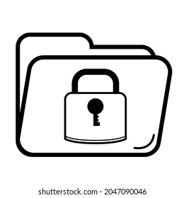 folder lock icon design, outline icon style