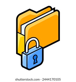 Folder lock icon in isometry. Image for website, app, logo, UI design.