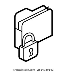 Folder lock icon in isometry. Image for website, app, logo, UI design.