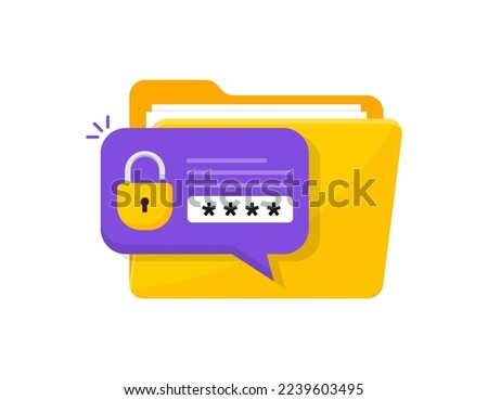 Folder lock icon. Secure folder with confidential files. Document security. Data protection. Safe confidential information. Vector illustration.