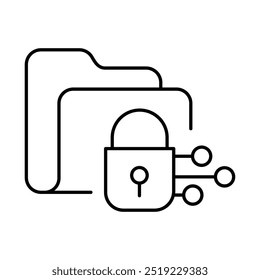 Folder Lock Line Editable Stroke Icons. Cyber Security Technology, Phishing, Hacking, Cyber Crime, Security, Trojan, Device Protection, Privacy Vector Illustration.