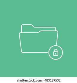 Folder Lock Password Line Icon On Green Background