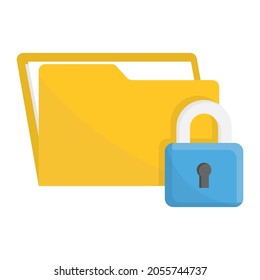 Bloqueo de carpetas, concepto de directiva de privacidad. Protección de archivos. Protección de seguridad bloqueada o datos secretos. Ilustración vectorial sobre fondo blanco.