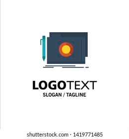Folder, Lock, Target, File Business Logo Template. Flat Color
