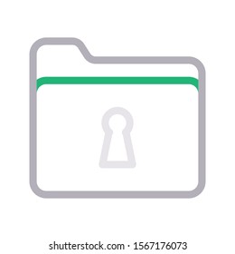 folder lock vector  colour  line icon 
