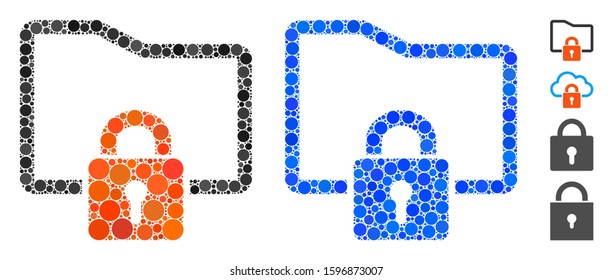 Folder locked composition of circle elements in various sizes and shades, based on folder locked icon. Vector circle elements are organized into blue composition.