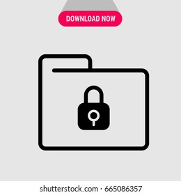 Folder with locker vector icon, Locked folder symbol. Simple, modern flat vector illustration for mobile app, website or desktop app 