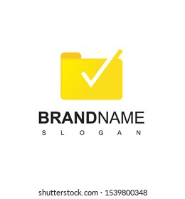 Folder Logo Design Template With Check List Symbol