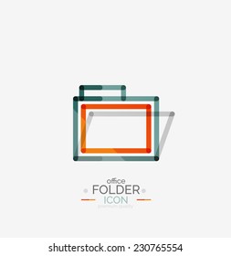 Logo de la carpeta, sello. Encuadernador de contabilidad. Diseño de línea mínima