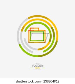 Logo de la carpeta, sello. Encuadernador de contabilidad. Diseño de línea mínima