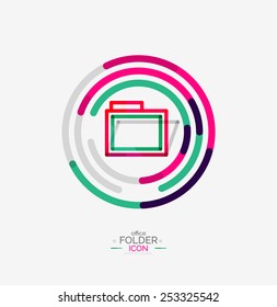 Logo de la carpeta, sello. Encuadernador de contabilidad. Diseño de línea mínima