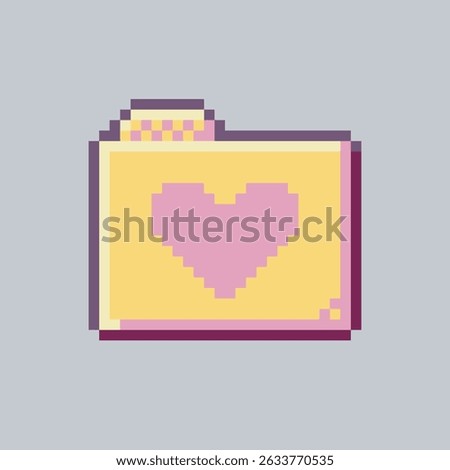 folder with love sign in pixel art style with isolated background