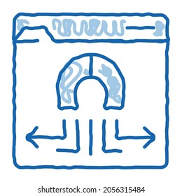 folder magnetic pull sketch icon vector. Hand drawn blue doodle line art folder magnetic pull sign. isolated symbol illustration