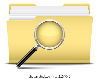 Folder and magnifying glass