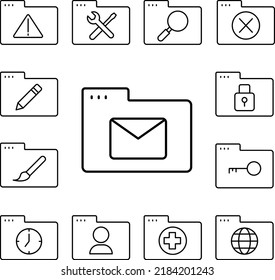 Icono de correo de carpeta en una colección con otros elementos