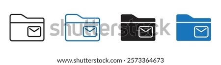 Folder mail icon Flat line symbol