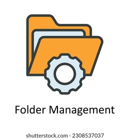 Ilustración de diseño de iconos de contorno de vectores de administración de carpetas. Seo y símbolo web sobre el fondo blanco Archivo EPS 10