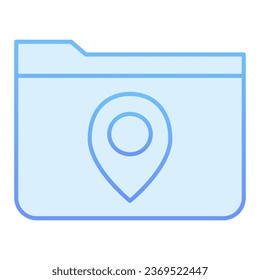 Folder with map pin flat icon. Folder location blue icons in trendy flat style. Folder with a map mark gradient style design, designed for web and app. Eps 10