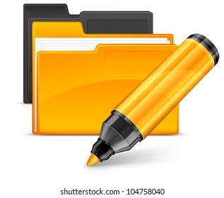 Folder and marker, isolated on white background vector illustration