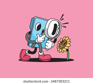 folder mascot cartoon vector illustration icon. folder character isolated vector. searching illustration flat vector.