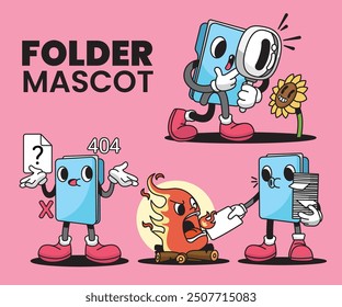 Icono de Ilustración vectorial de dibujos animados de mascota de carpeta. Vector aislado de personaje de carpeta. Ilustración de personaje Vector plano.