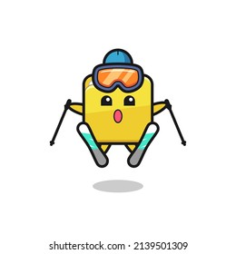 folder mascot character as a ski player , cute style design for t shirt, sticker, logo element