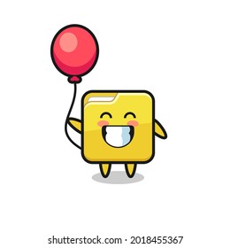 folder mascot illustration is playing balloon , cute style design for t shirt, sticker, logo element