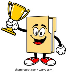 Folder Mascot with Trophy