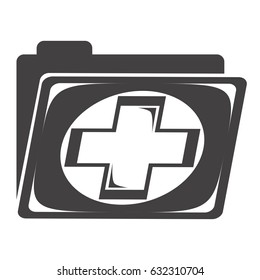 Folder with a medical cross medical icons for websitesÐ¼, symbol, background, silhouette on a white background