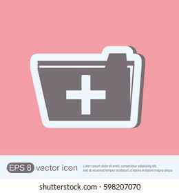 folder with medical documents. Icon of medical history folder.
