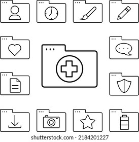 Folder medicine icon in a collection with other items