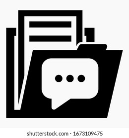Folder and message icon. Chat illustration. Message history icon. Notification Archive. Vector icon.