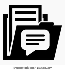 Folder and message icon. Chat illustration. Message history icon. Notification Archive. Vector icon.
