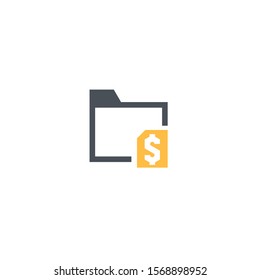Folder Money icon for business web presentation or other with hexagonal style 