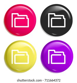 Folder multi color glossy badge icon set. Realistic shiny badge icon or logo mockup