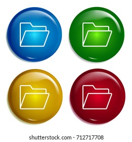 Folder multi color gradient glossy badge icon set. Realistic shiny badge icon or logo mockup