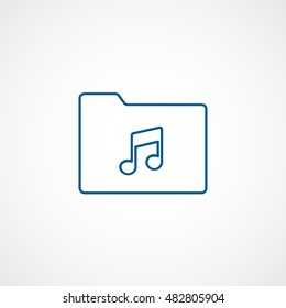 Folder Music Blue Line Icon On White Background