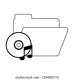 Folder with music cd rom in black and white
