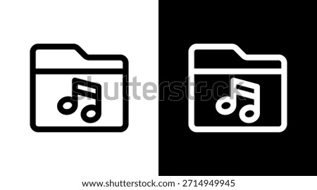 Folder Music With Icon Set Design