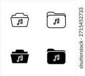 Folder Music icon set, vector illustration, eps10.