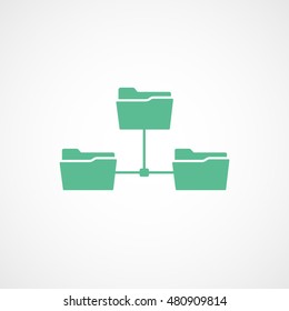 Folder Network Green Flat Icon On White Background