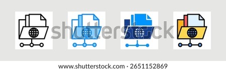 Folder Network Icon Collection Set Multiple Style
