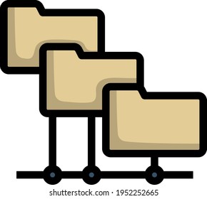 Folder Network Icon. Editable Bold Outline With Color Fill Design. Vector Illustration.
