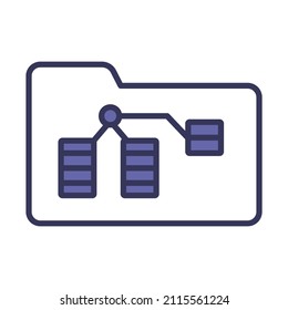 Folder Network Icon. Editable Bold Outline With Color Fill Design. Vector Illustration.