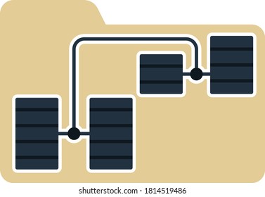 Folder Network Icon. Flat Color Design. Vector Illustration.