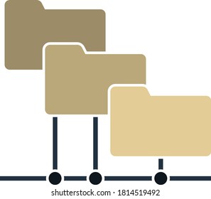 Folder Network Icon. Flat Color Design. Vector Illustration.